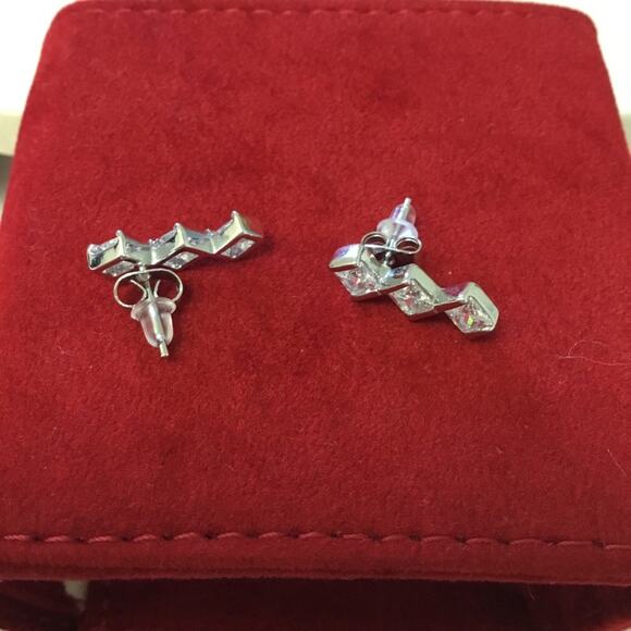 Silver Trio Crystal Earrings - Picture 6 of 8